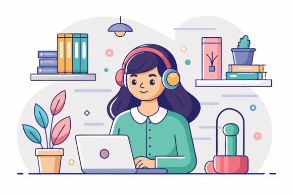 A Women Working with Headphone: Designer's Ally