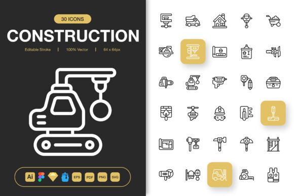 Construction Tools Icons Pack for Modern Design