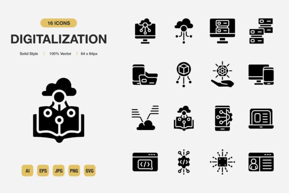 Digitalization Solid Icons That Elevate Visual Projects