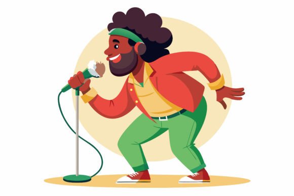 Man Singer Singing Song with Microphon