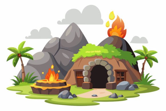 Mine Entrance on the Island: A Professional Vector Asset for Streamlined Visual Projects