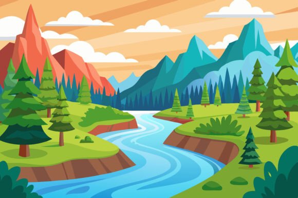 Nature Scene: Beautiful AI EPS Illustrations for Your Projects