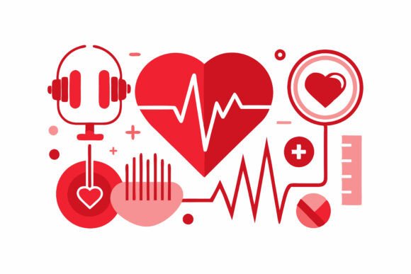 Red Heartbeat with Pulse: A Design Asset That Infuses Energy into Every Creative Project