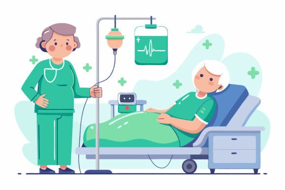The Power of Medical Storytelling: Exploring the Old Man in Hospital Room Illustration Concept