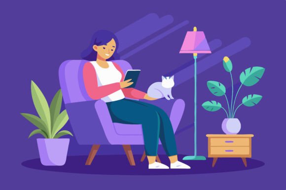 The Quiet Power of a Reading Illustration – Why a Woman Reading a Book at Home Speaks Volumes in Modern Design