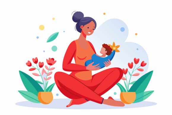 Woman Holds Newborn Baby: The Emotional Core of Versatile Illustration Design