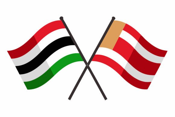 Yemeni and Emirati Crossed Flags AI EPS